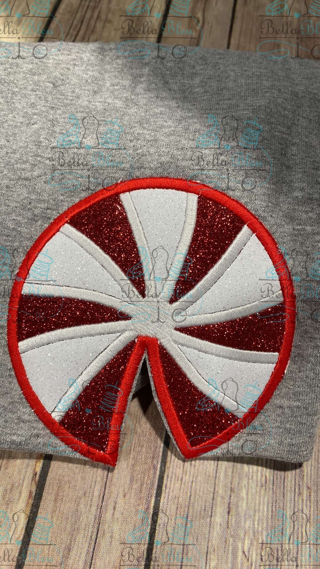 Christmas Peppermint Side Design Applique sizes