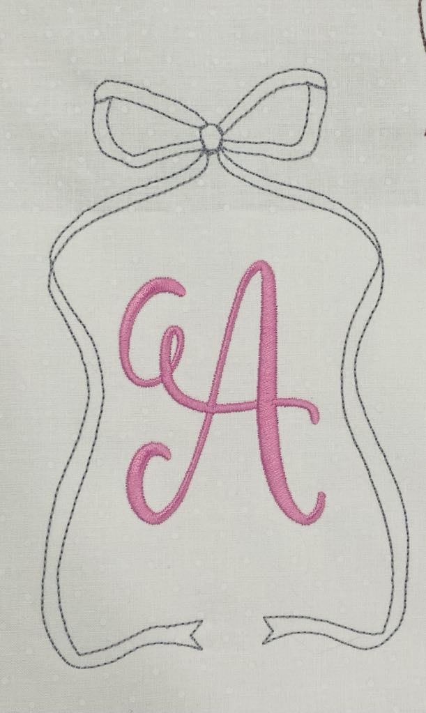 Bow Frame Monogram 3 Bean Stitch