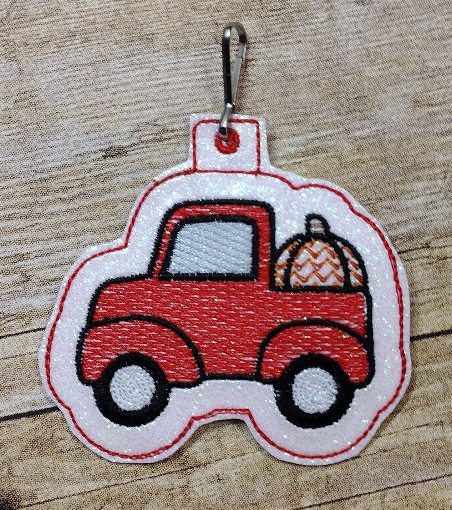 Farm Truck with Pumpkin Fall ITH Key charm fob
