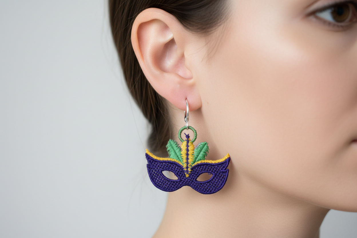 Mardi Gras Mask FSL Earrings