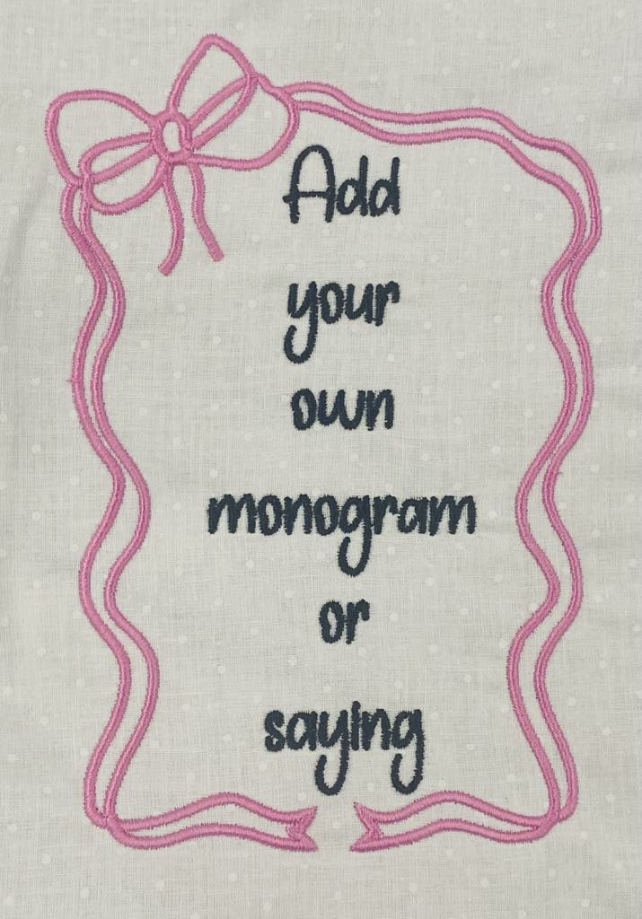 Bow Frame Monogram 1 Satin Stitch