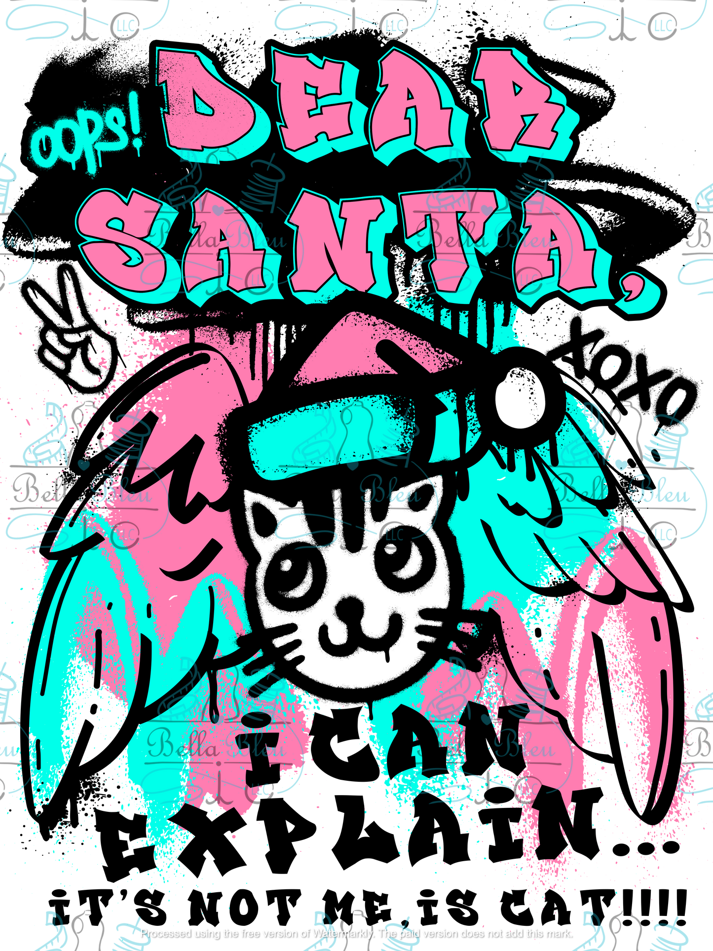 Cat Dear Santa I can explain Sublimation pgn file
