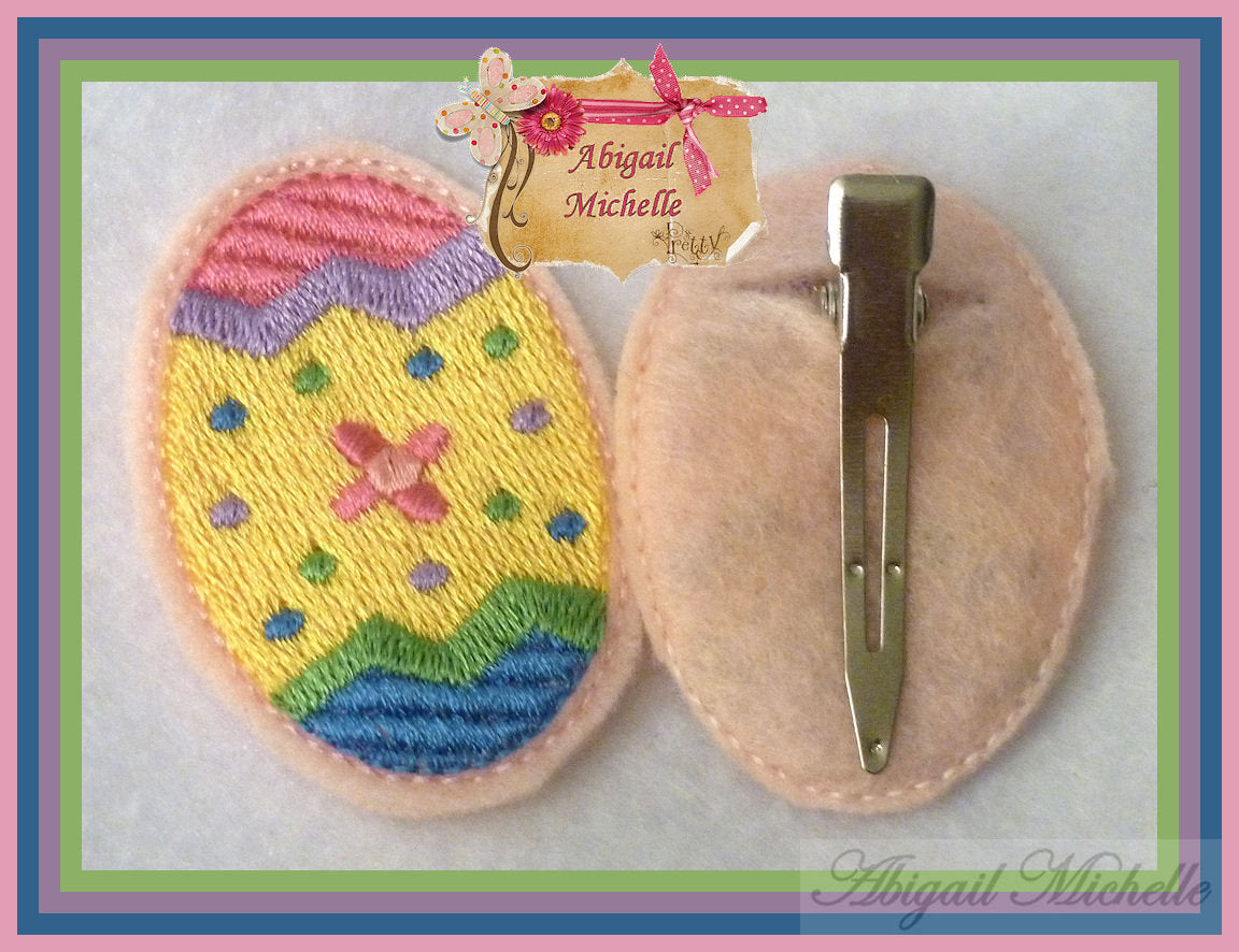 Easter Egg Clippies and Bow Center ITH
