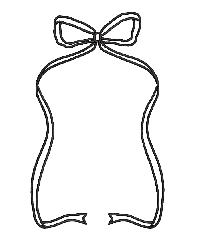 Bow Frame Monogram 3 Satin Stitch