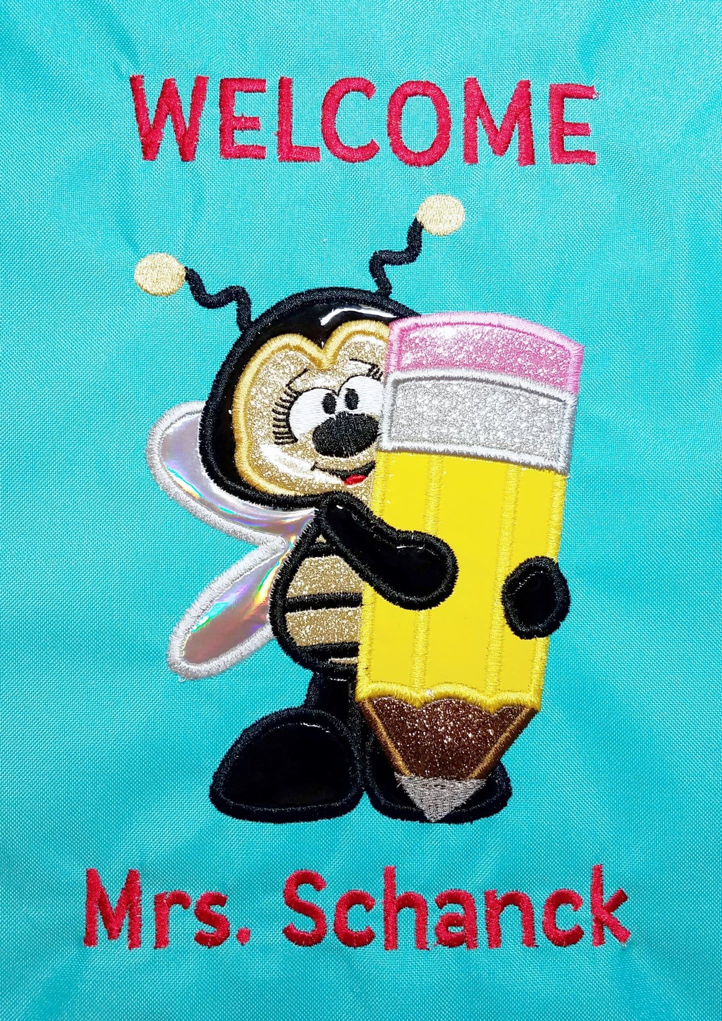 KRD School Bee With Pencil Applique