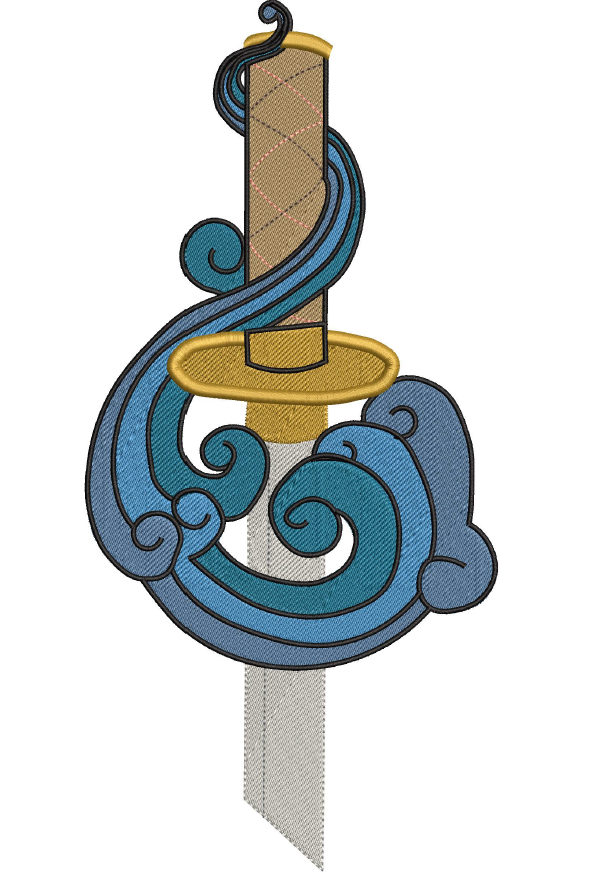 Martial Arts 4 Waves Sword Embroidery Design