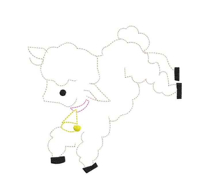 Vintage Lamb Bean Stitch Embroidery Design
