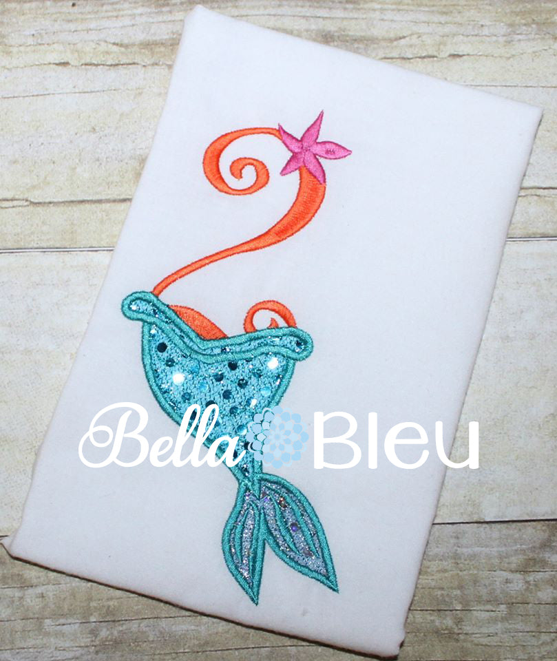 Number 2 #2 Mermaid tail machine applique embroidery design