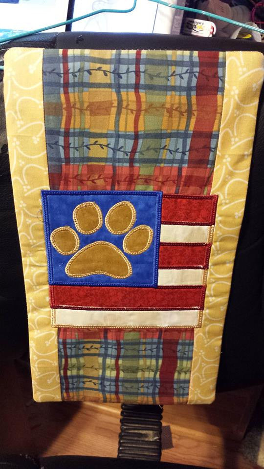 Dog Paw Print American Flag 4th of July Applique Embroidery Design