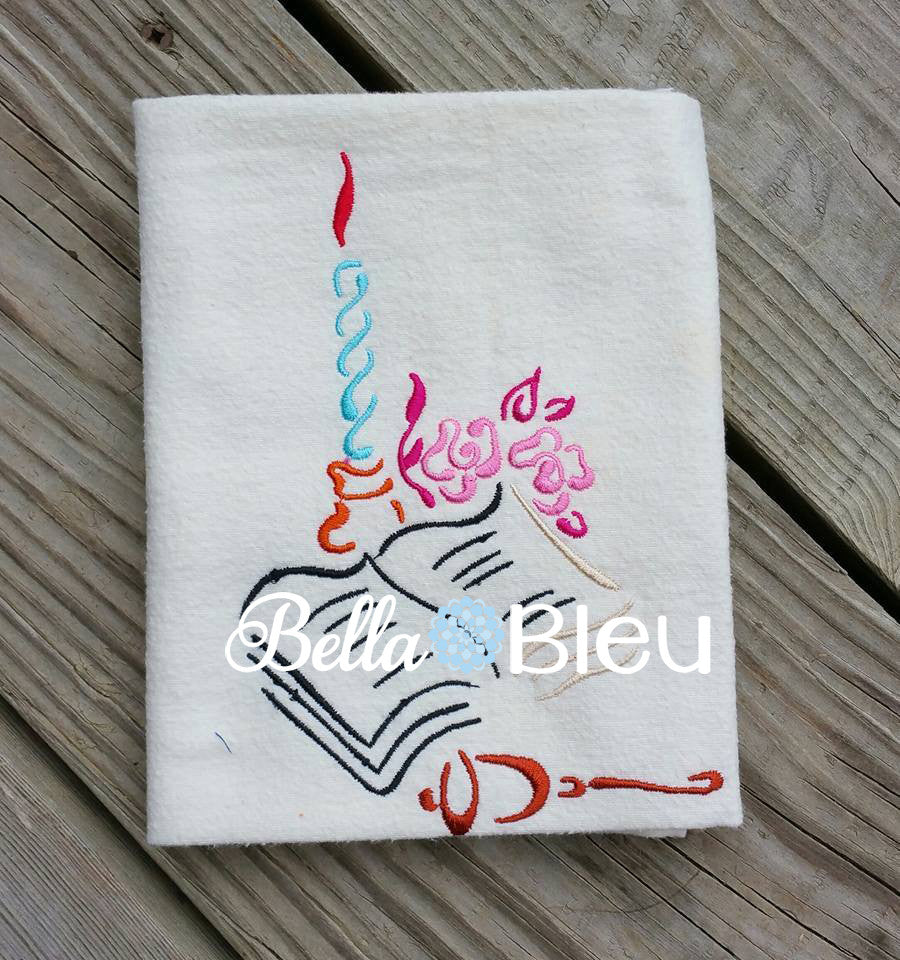 Christmas Redwork Bible and Candle Religious Machine Applique Embroidery Design