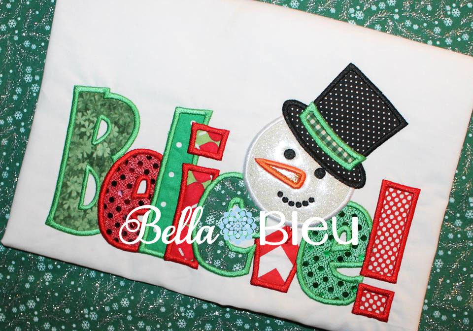 Frosty the Snowman Believe Applique