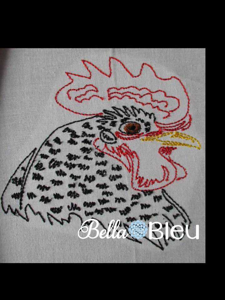 Beautiful Rooster #4 Machine Embroidery Colorwork Design Perfect for Kitchen