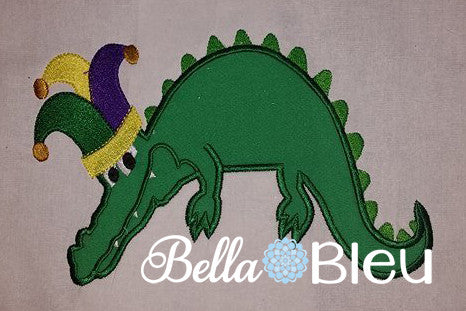 Mardi Gras Alligator Applique Embroidery Design