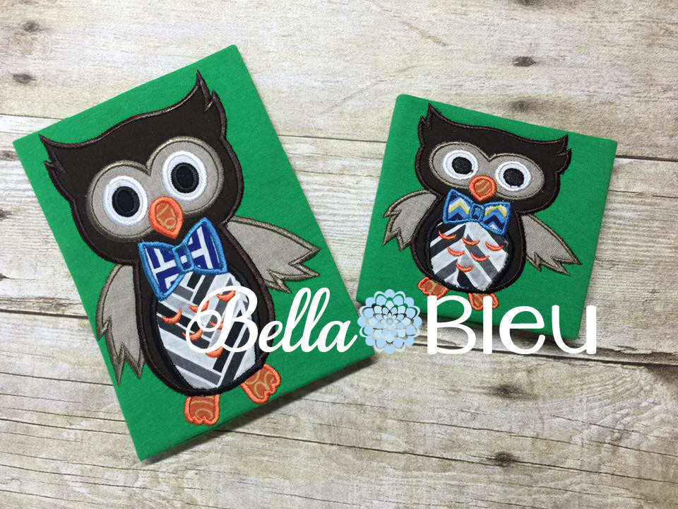 Owl with bow tie Machine Applique Embroidery design