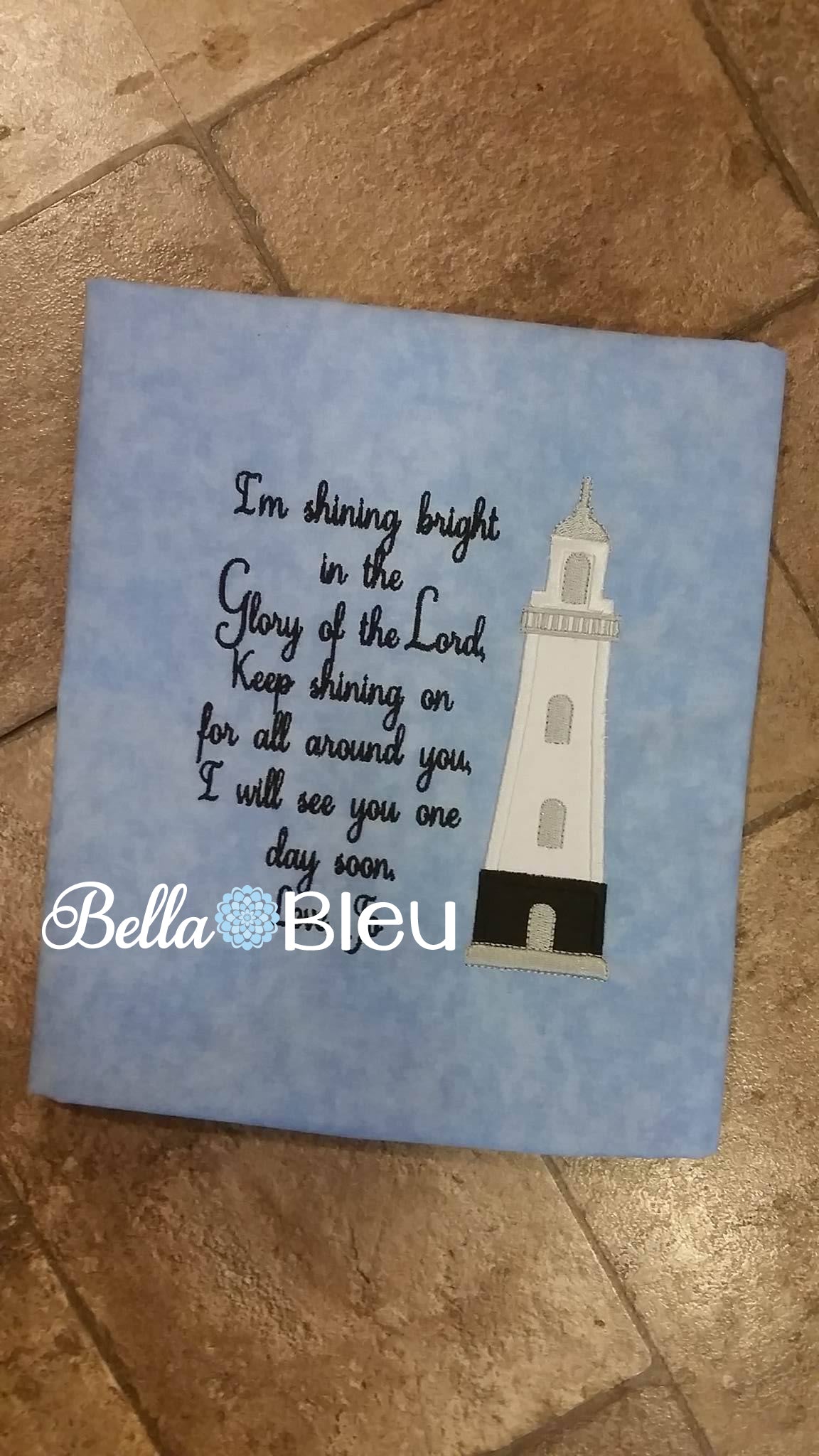 Glory of the Lord with Applique Lighthouse Religious Saying Machine Embroidery Design