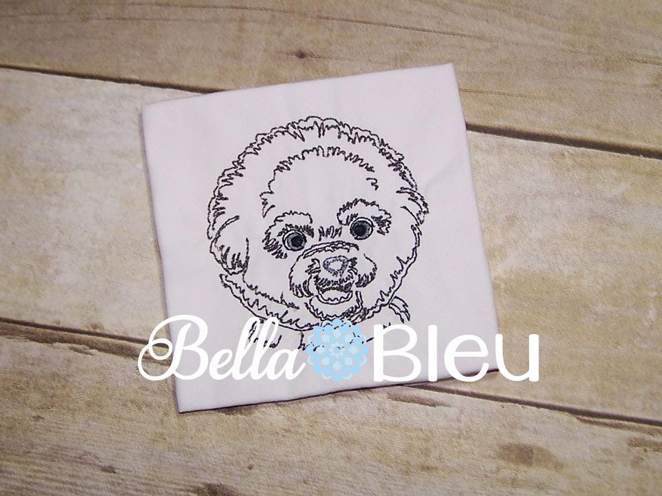 Bichon Dog Puppy Machine Embroidery Designs redwork colorwork