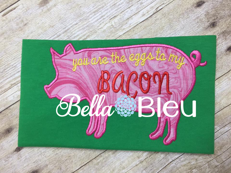 Funny Pig You're the eggs to my bacon Kitchen machine applique embroidery design