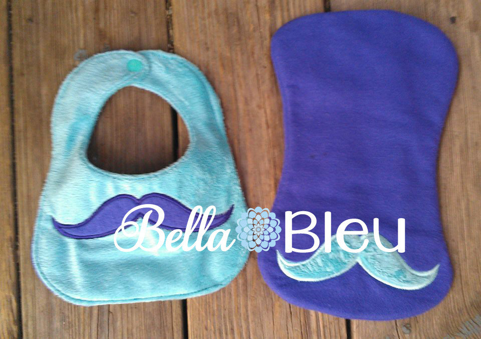 ITH In The hoop Baby Burp with Mustache Design Machine Embroidery Design