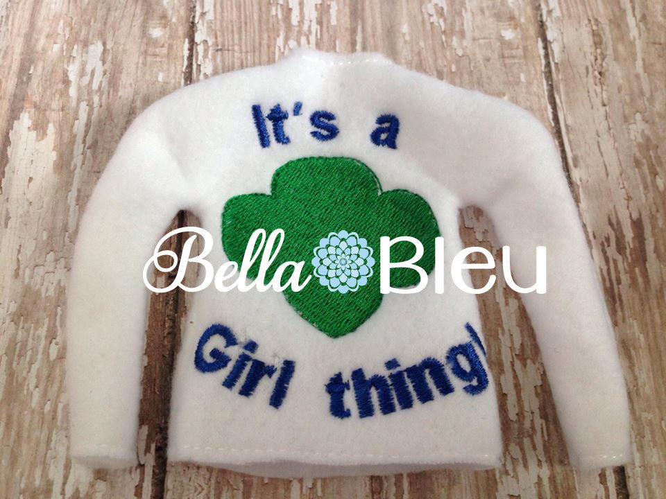 ITH In The Hoop Elf Girl Trefoil Scout Sweater Shirt Embroidery Design