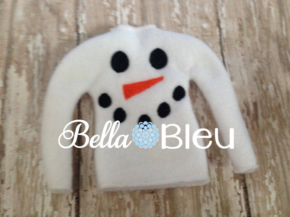 ITH In The Hoop Elf Snowman Face Winter Holiday Sweater Shirt Machine Embroidery Design