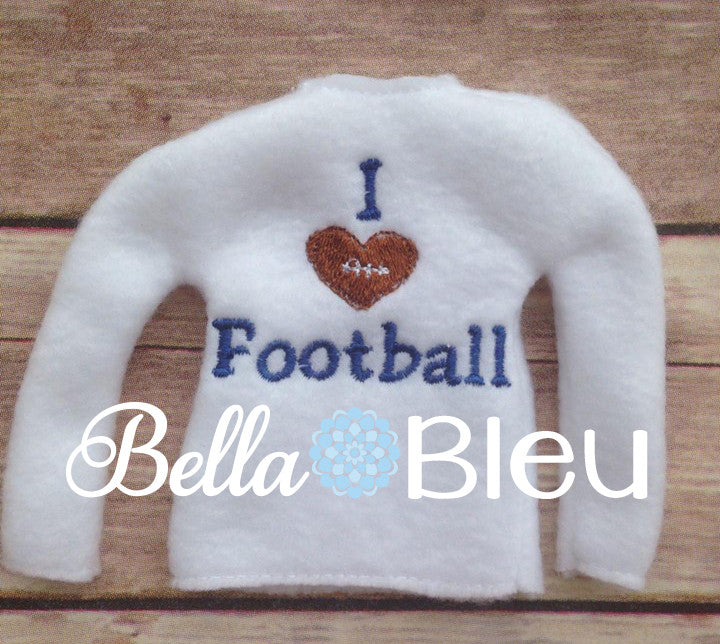 ITH In The Hoop Elf I love heart football sweater shirt embroidery design
