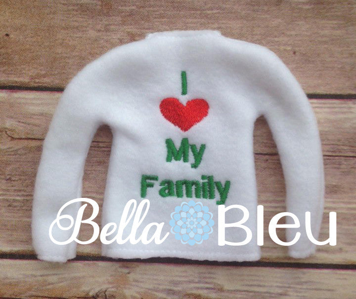 ITH In The Hoop Elf I love heart my family sweater shirt embroidery design