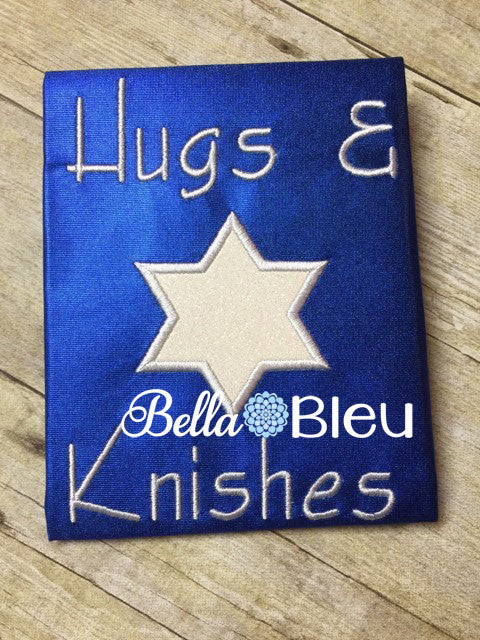 Hanukkah Embroidery Design, Star of David Applique Embroidery Design, Hugs and Knishes Applique Embroidery Design