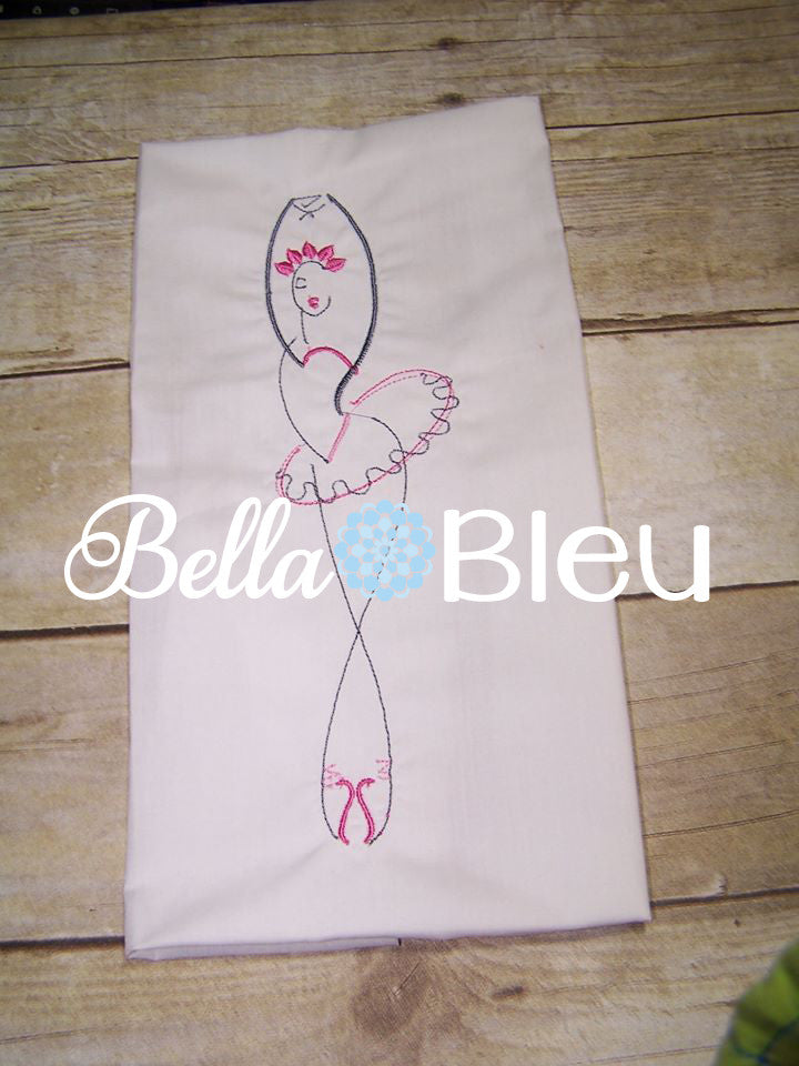 Beautiful Ballerina Ballet Outline Machine Embroidery Design