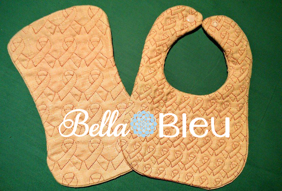 ITH In The hoop Baby Burp with Ribbon Awareness Quilting Stipple Pattern Machine Embroidery Design