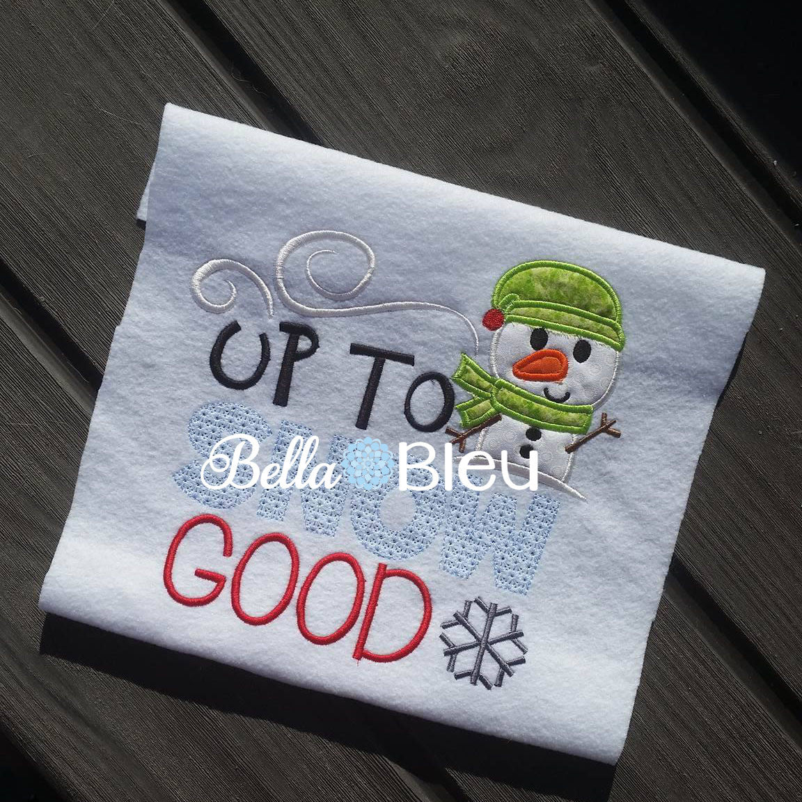 Winter Snowman Up to Snow Good Machine Embroidery Applique Design