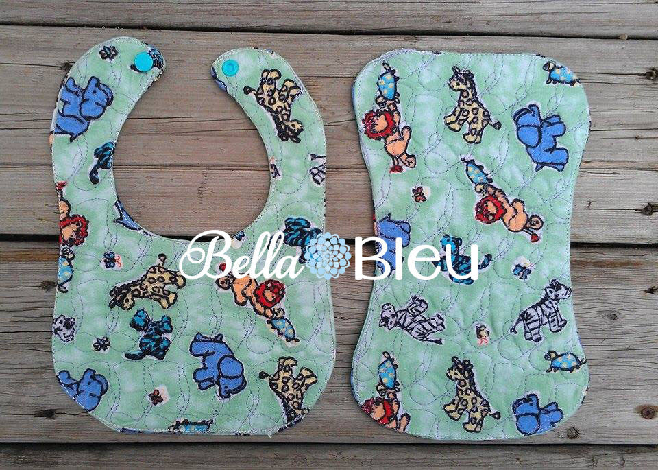 ITH In The hoop Baby Bib with Baby Socks Quilting Stipple Pattern Machine Embroidery Design 5 sizes