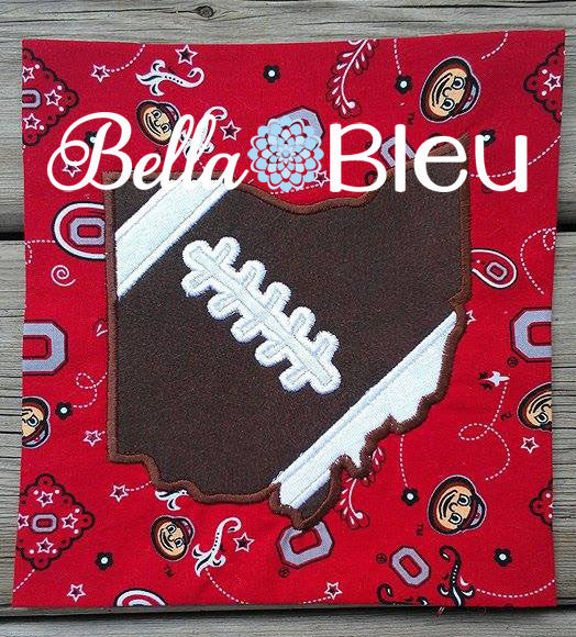 State of Ohio Football laces machine embroidery applique design