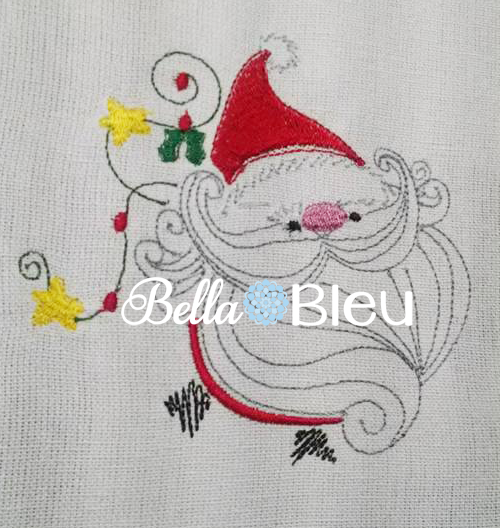Santa Claus with Christmas Lights Machine Embroidery Design
