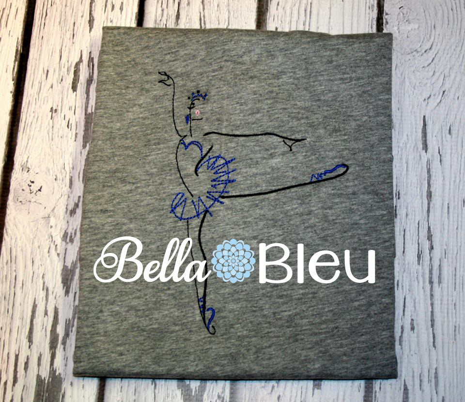 Ballerina Outline Machine Embroidery Design