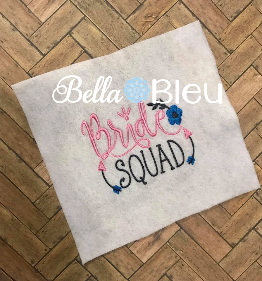 Bride Squad Bachelorette Wedding Party Machine Embroidery Design