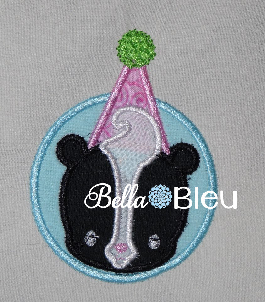 Happy Birthday Skunk Machine Applique Embroidery design