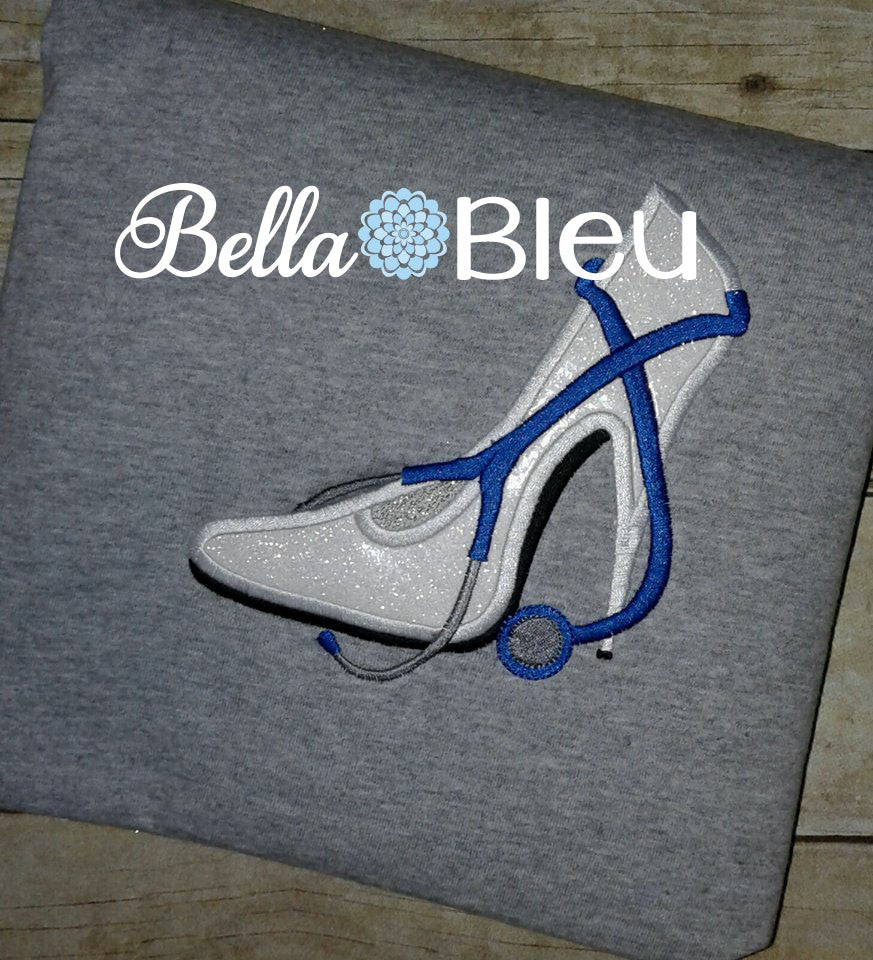 Sexy Nurse Doctor Dr Stethoscope Slipper Stiletto Heels Applique Embroidery Designs