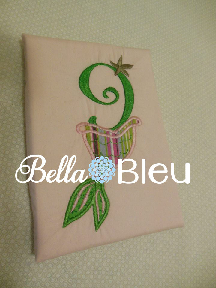 Number 9 #9 Applique Mermaid tail machine embroidery design