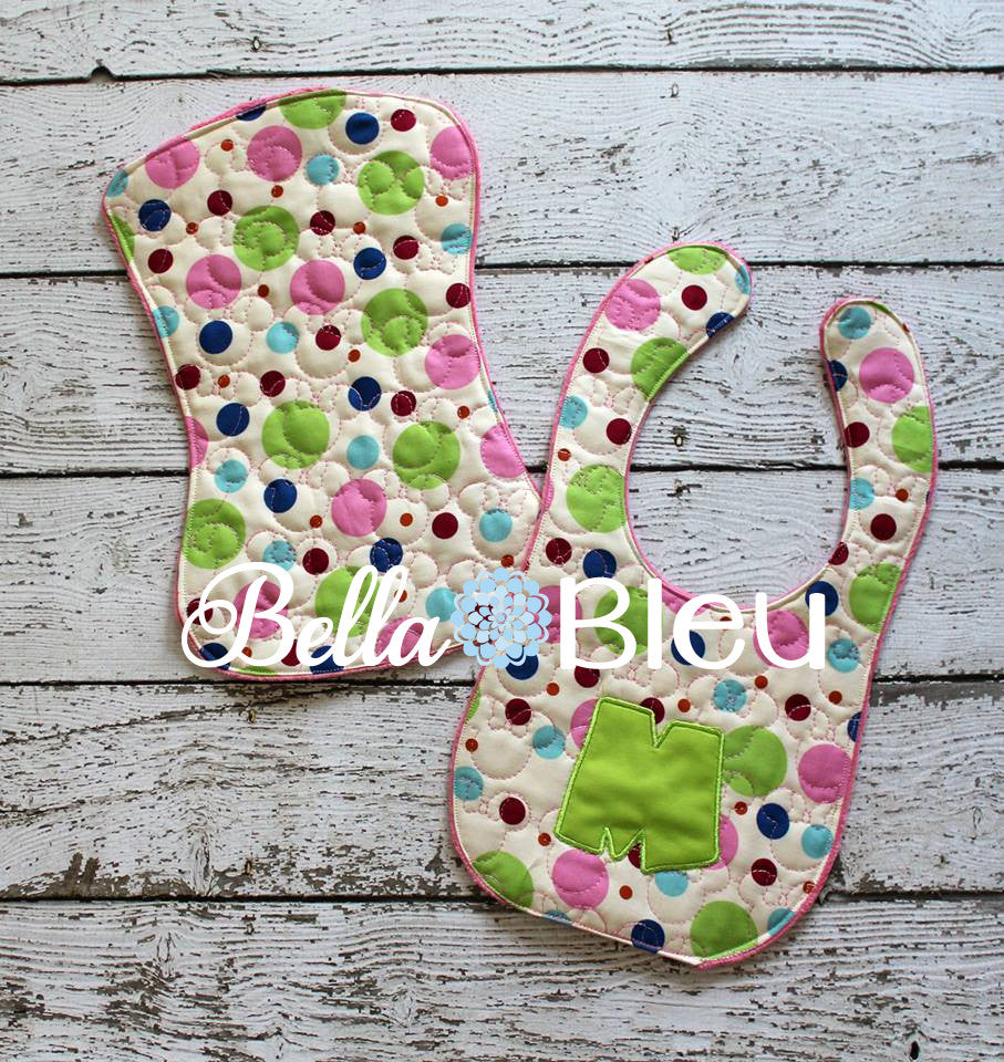 ITH In The hoop Baby Burp with Girl Mouse Ears with Bow Quilting Stipple Pattern Machine Embroidery Design
