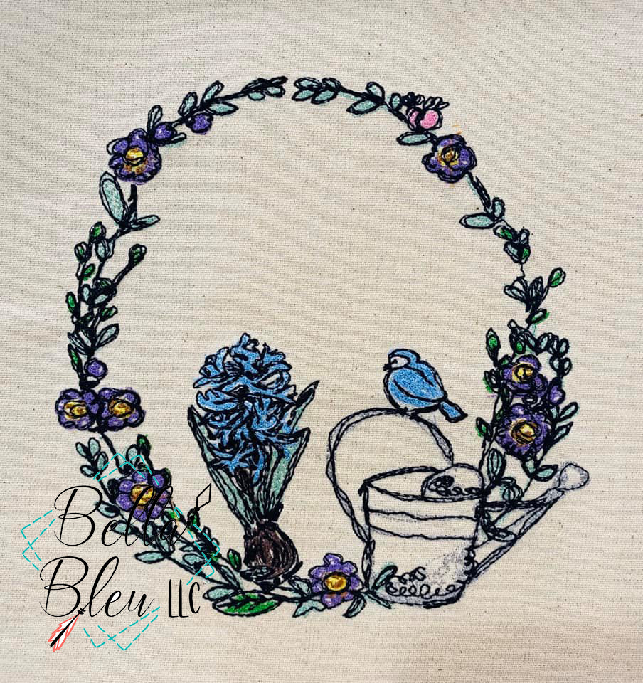 Gardening Flower Wreath Sketchy Scribble