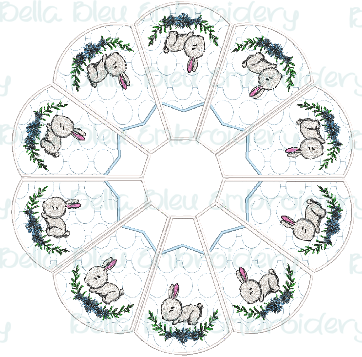 Bunny Easter or Christmas Tree Skirt 2 In The Hoop 8x12
