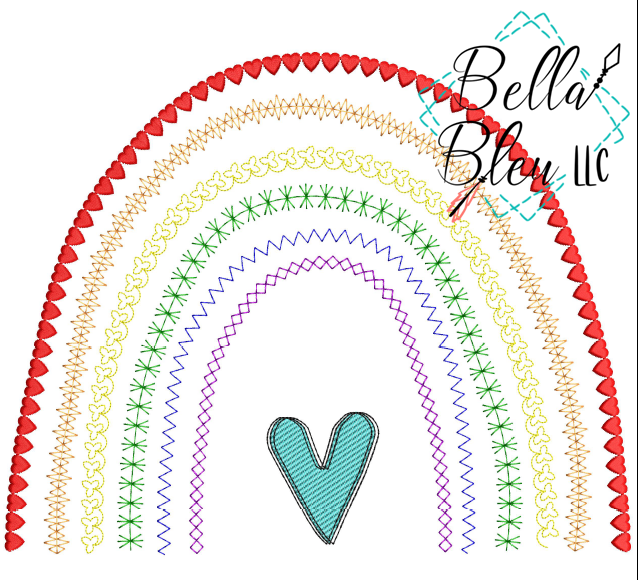 Rainbow Motif Sketchy embroidery design