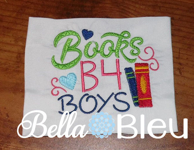 Back to School Books B4 Boys machine embroidery design