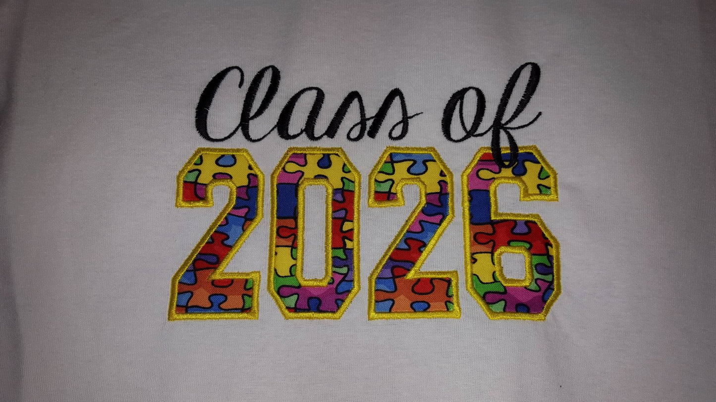 Class of 2026 Graduation School Machine Applique Embroidery Design