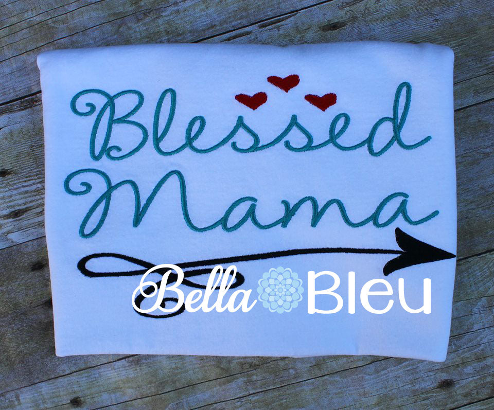 Blessed Mama with Swirly Arrow Machine Embroidery Design Saying Mom