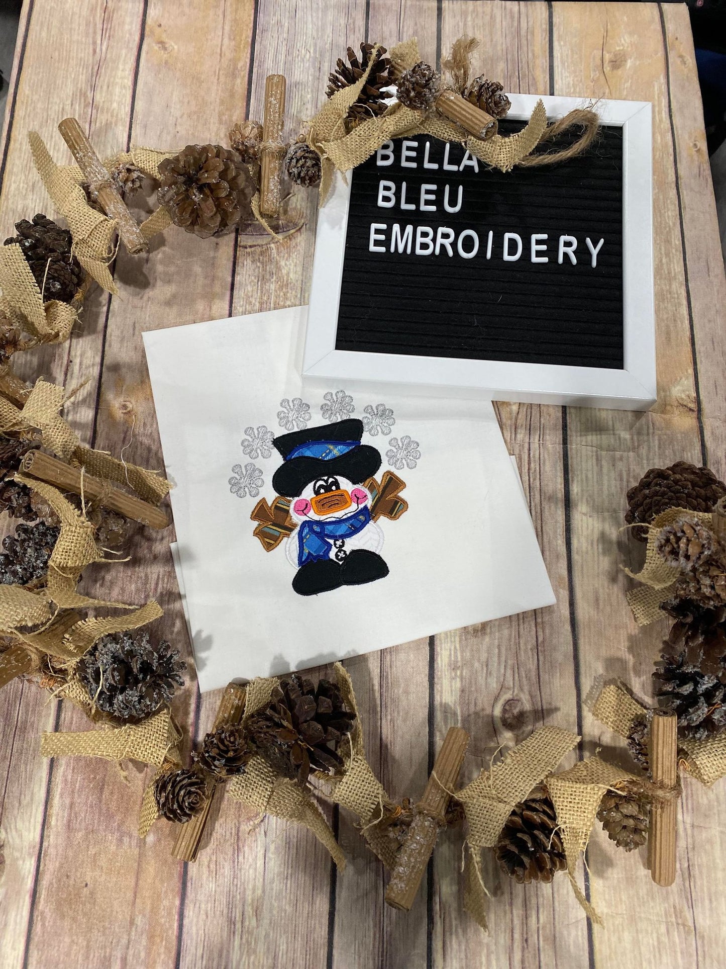 Snowman with Snowflakes Applique
