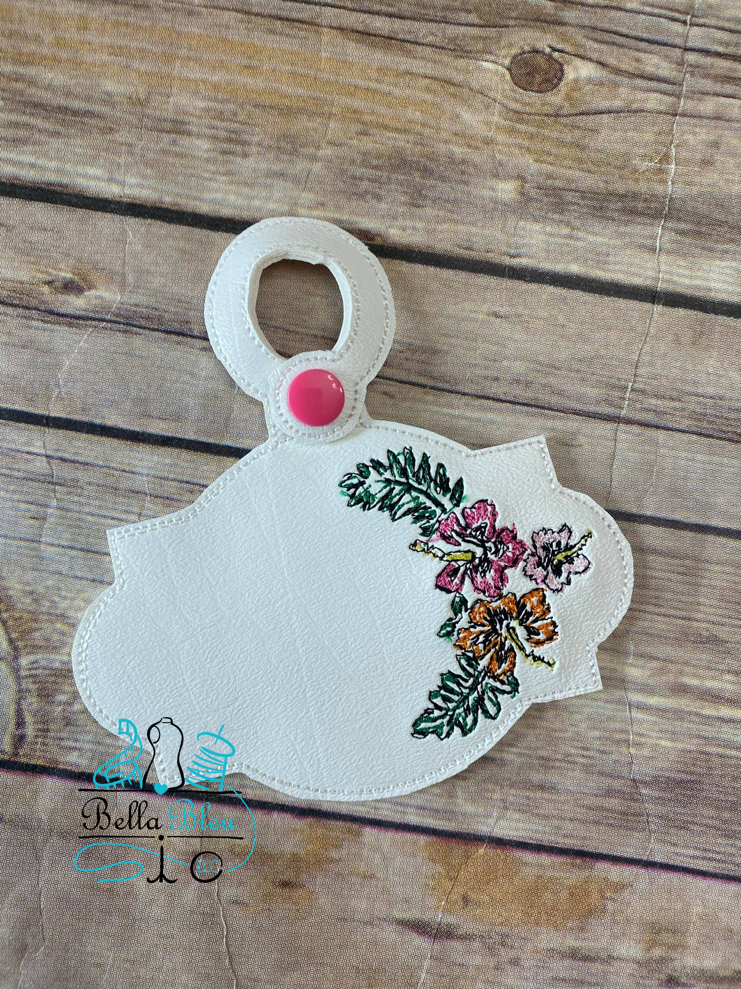 Hibiscus Tropical Monogram Frame ITH Bag Tag fob