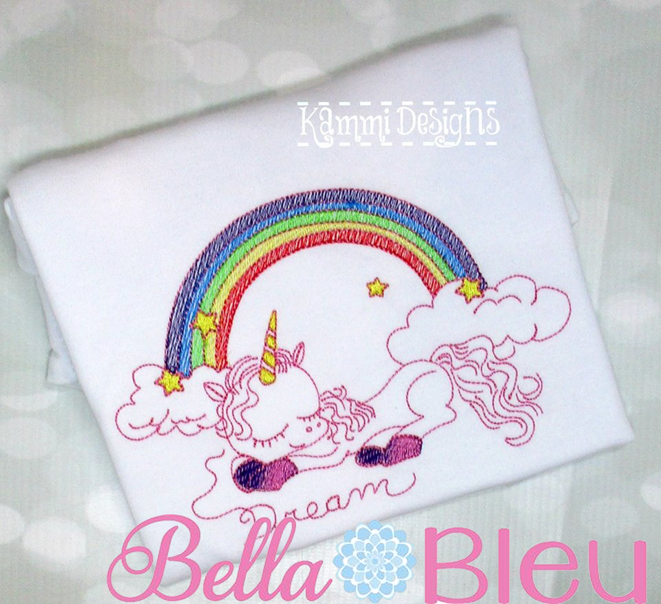 Dream Unicorn Rainbow Sketchy Machine Embroidery design