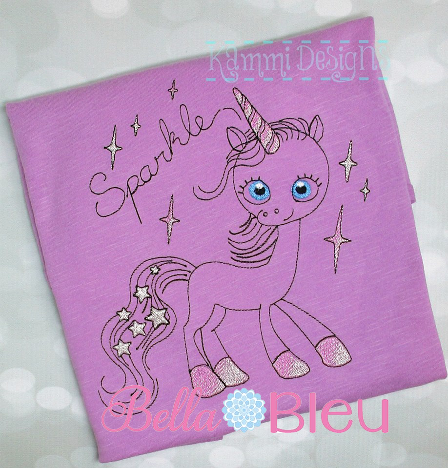 Sparkle Unicorn Sketchy Machine embroidery design