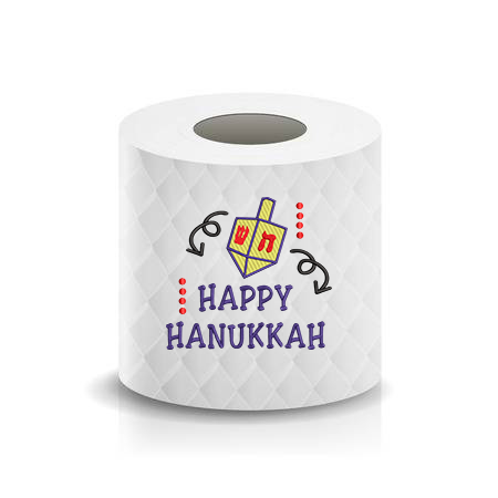 Happy Hanukkah Dreidel Toilet Paper Machine Embroidery Design sketchy